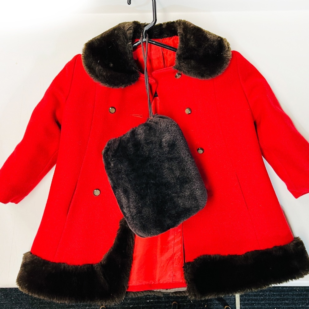 Vintage Rothschild Girl's Wool Coat With Hand Muff